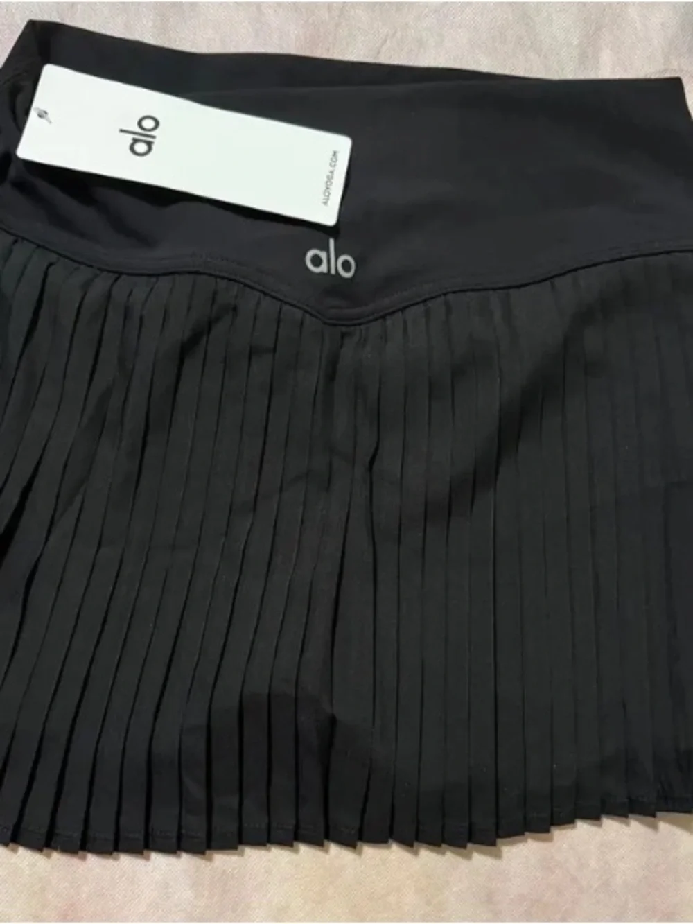 ALO Yoga Black Pleated Mini Skirt